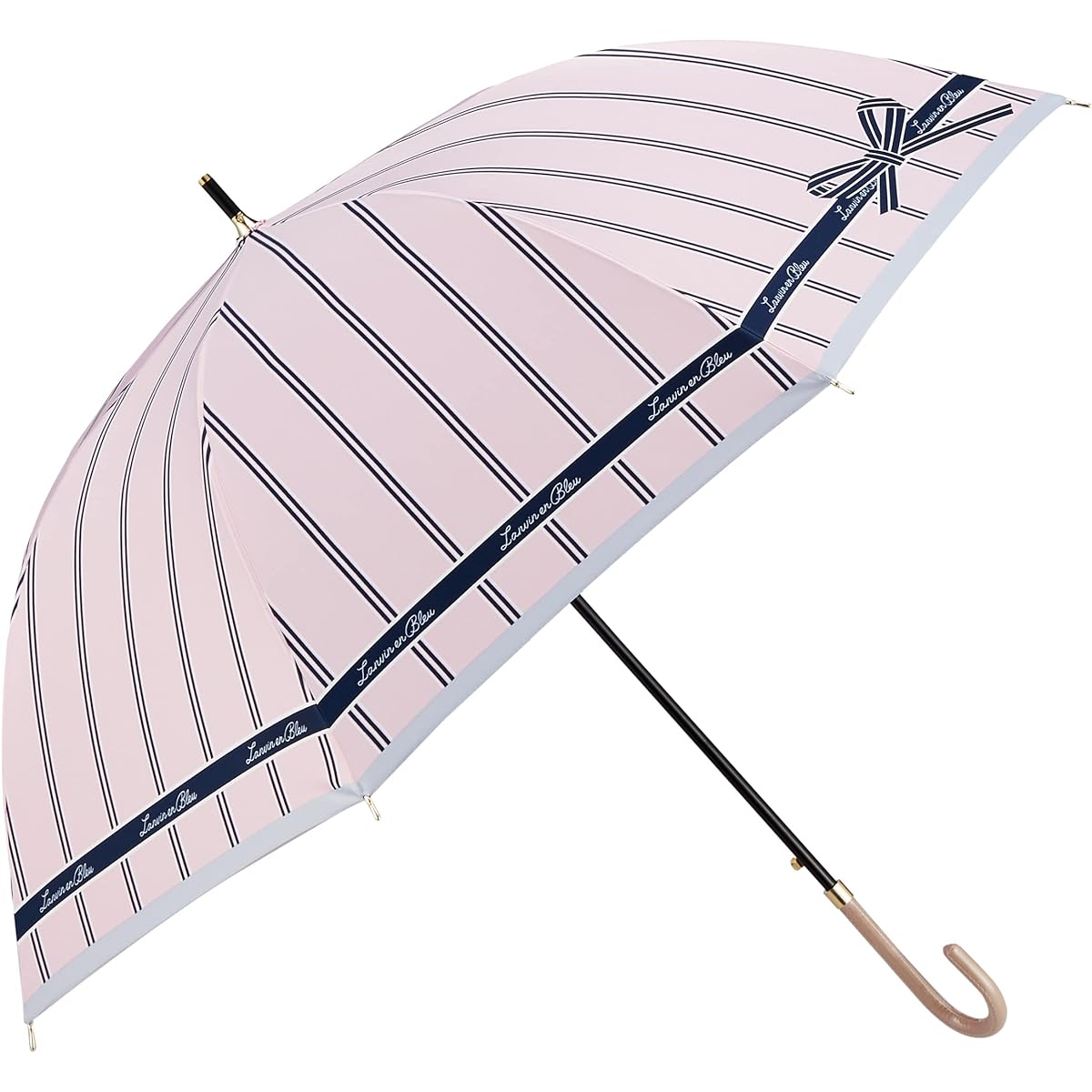 [Lanvin on Bleu] MOONBAT LANVIN en Bleu Woolly Satin Print Striped Ribbon Long Umbrella Umbrella Jump Umbrella Windproof Women's Gift Present