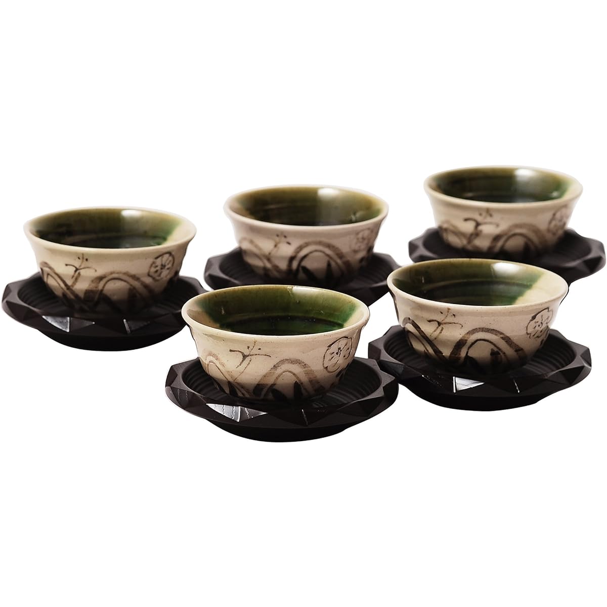 Illustrated by Oribe, set of sencha tea cups, 1007-6