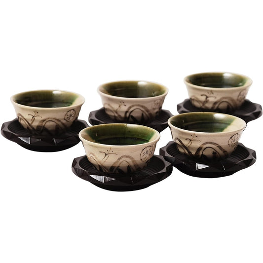 Illustrated by Oribe, set of sencha tea cups, 1007-6