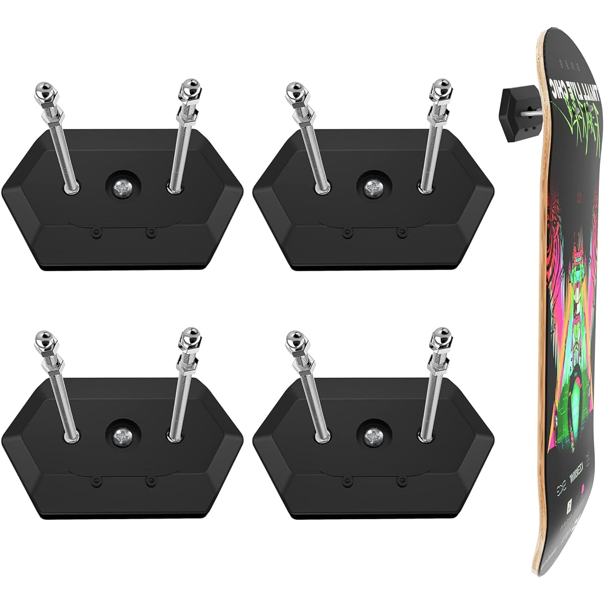 Hikeen Skateboard Wall Mount Skateboard Hanger Skateboard Wall Mount for Skateboards Skateboard Storage Rack Skateboard Deck Display & Storage