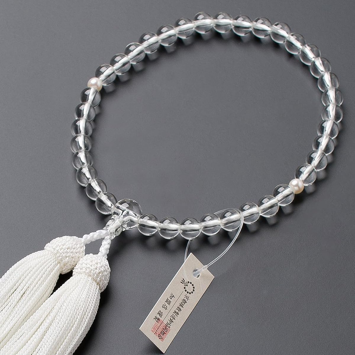 [Buddhist Altar Shop Takita Shoten] Kyoto Prayer Beads for Women, Genuine Crystal, 2 Heavenly Pearls, 7mm Beads, Pure Silk Headed Buns, Bead Bag Included, Women's Prayer Beads that Can Be Used by All Sects, Certificate Included
