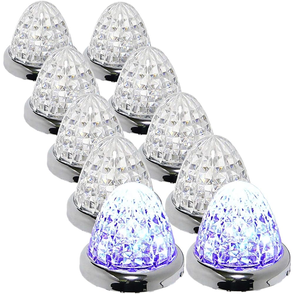 Customize 24V Truck LED Marker Lamp Side Marker 8-sided Crystal Cut Specification 16LED General Purpose Set of 10 Plated Ring Blue/Yellow/Red/White/Green Various Colors (Purple Custom Color)