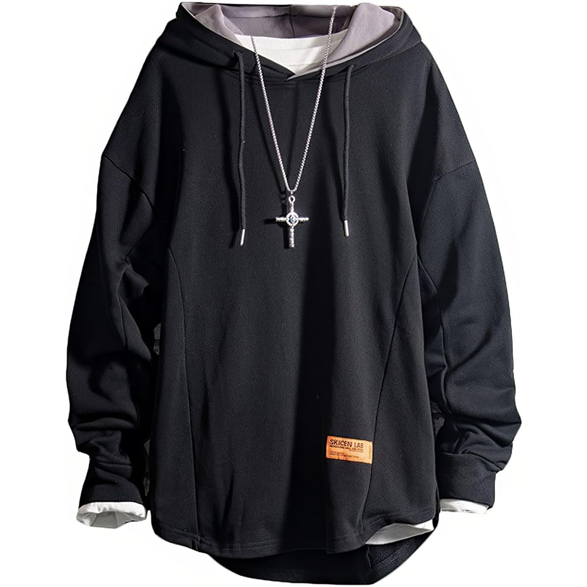 [Poperdision] Hoodie, Men's Sweatshirt, Men's Stylish Hoodie, Large Size, Hooded, Plain, Long Sleeve, Pullover Top, Simple, Casual, Spring, Autumn, Winter, Clothes