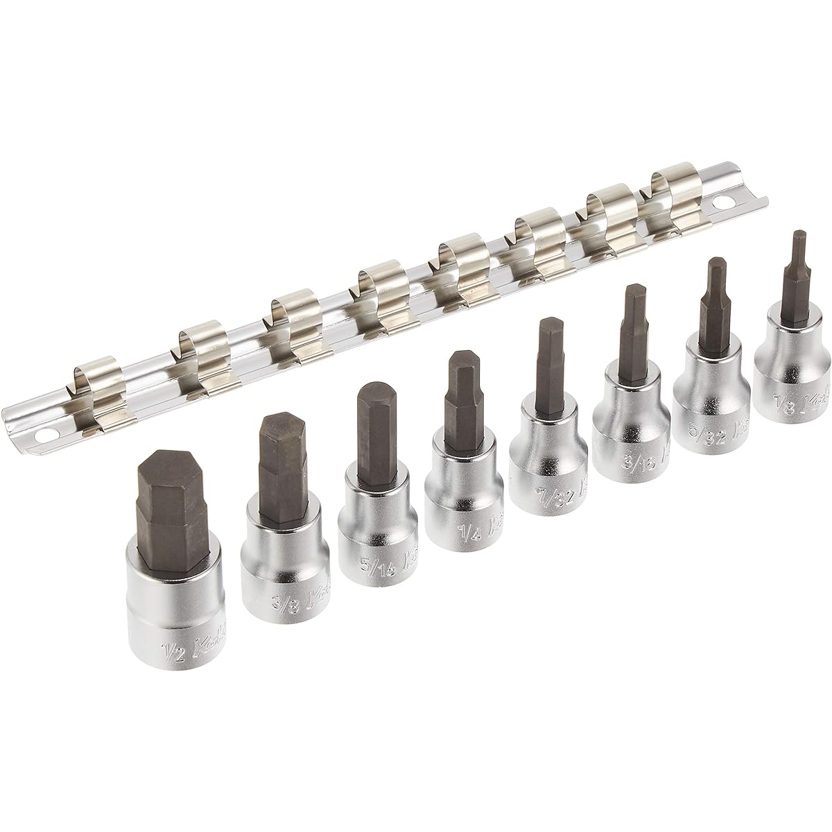 Ko-ken RS3010A/8-L50 3/8" (9.5mm)sq. Hex Bit Socket Rail Set Total Length 50mm 8 pieces RS3010A/8-L50