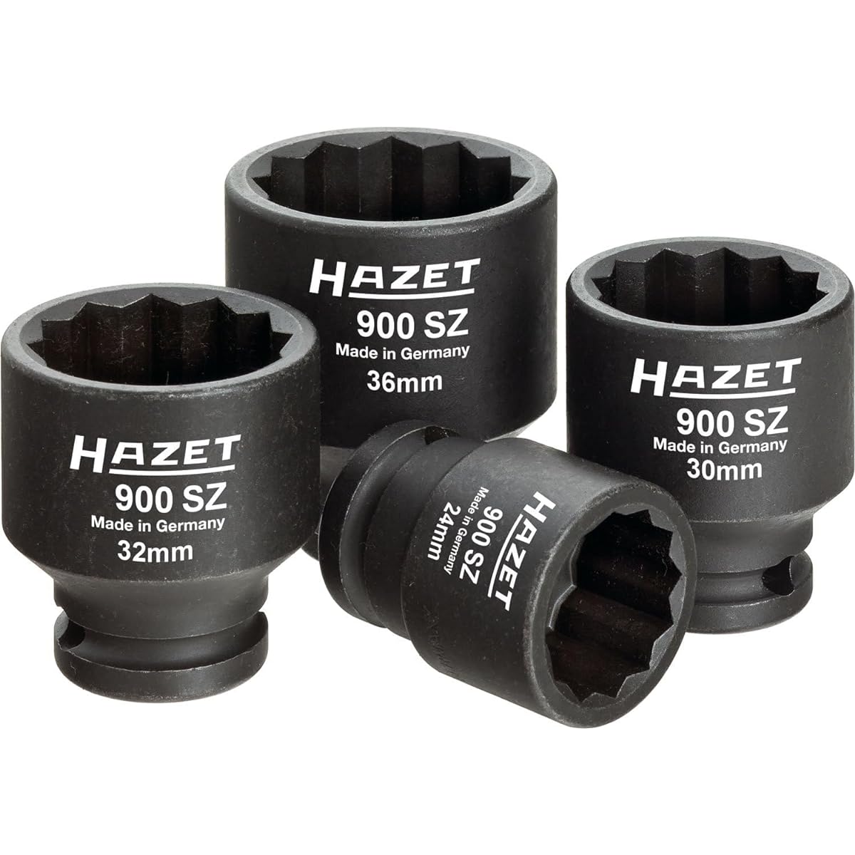 HAZET Socket Wrench Set 4 Pieces for Machine Operation Drive Angle: Square 12.5mm (1/2 inch) Output: Outer Diameter Double Hexagon [Regular Japanese Import Product] 900SZ/4