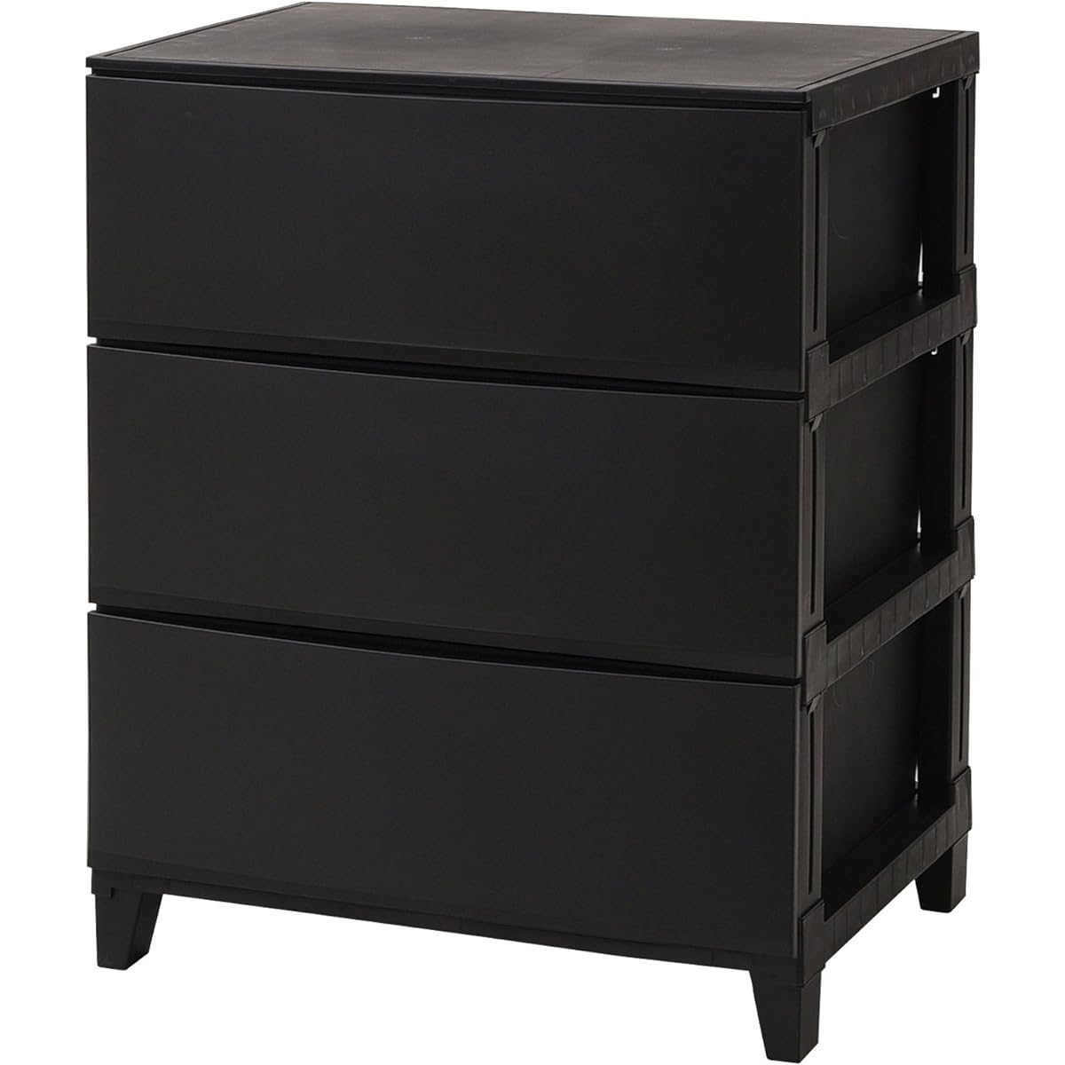 [Sanka] Chest of 3 tiers [Made in Japan] Wide Width 54 x Depth 42 x Height 68 cm Closet storage with anti-slip Net limited color (black) Easy to assemble RSD-S543YABK