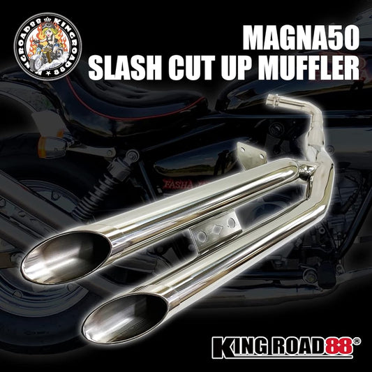 King Road 88 Honda Magna 50 (AC13) Slash Cut UP Double Muffler