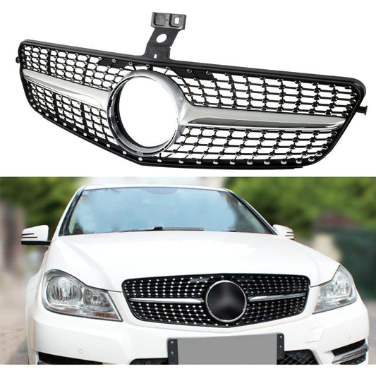 KARPAL Diamond Grill Grill 2008-2014 Mercedes-Benz W204 C Class C250 C350 Silver