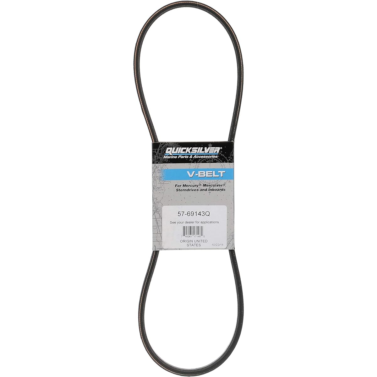 QuickSilver V belt 69143-40 inch -Length 1, 016mm -Configuring on MercRuiser Stern Drive and Invading Engine