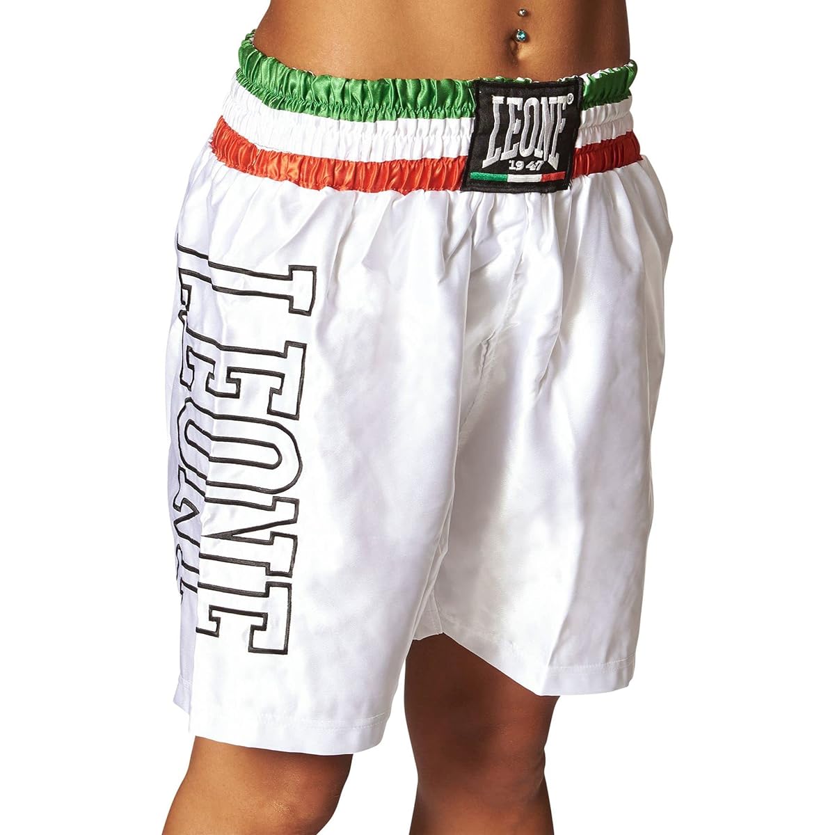 LEONE 1947 Boxing Shorts Unisex [ITALY BOXING SHORTS] Satin Material Lightweight Elastic Waist AB733 [Genuine Product]