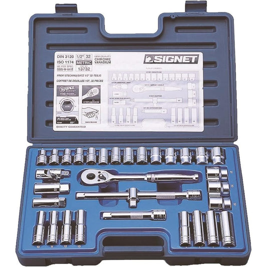 Signet 1/2 Drive 32PC MM Socket Wrench Set 13732