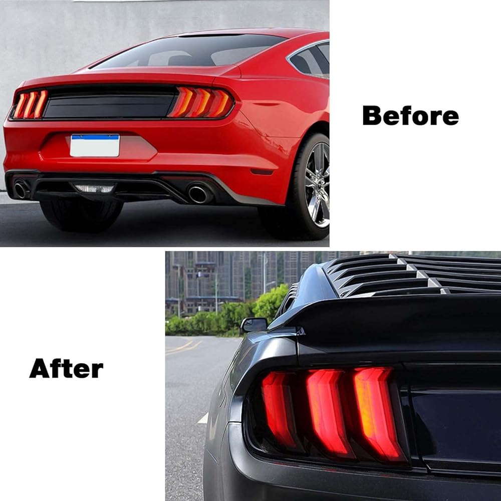 RT-TCZ Taill Light Lamp Cover Guard Trim Frame Besel decorative accessories for FORD MUSTANG 2018 2019 2020 2021 (Black)