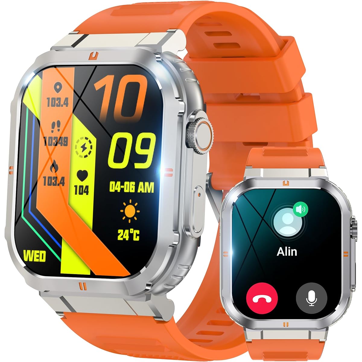 Smart Watch (2023 Innovation Model, Military Standard Shockproof, Waterproof, Dustproof), 1.96-inch Large Screen, Bluetooth 5.2 Calling Function, Personal Business Cards, PayPal Deposit Cord, 100+