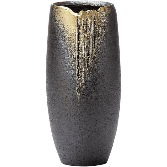 Marui Seito Shigaraki Ware Hechimon Vase Flower Base Large Vertical Brown Manju Buddhist Altar Pottery MR-1-2568 29cm