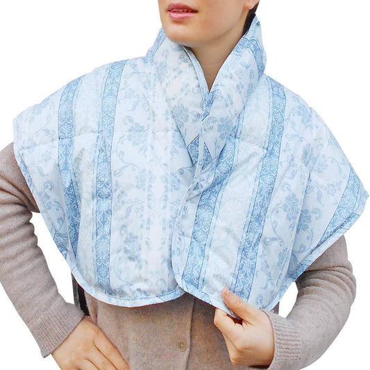 Machine washable soft feather shoulder pads made in Japan made of 70% down (blue)