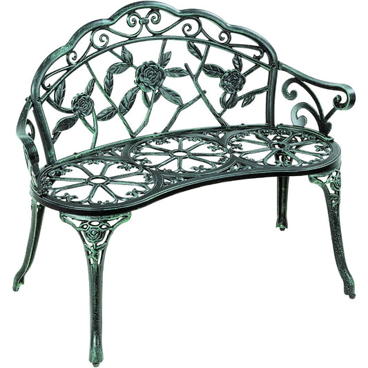 Living Out Rose Aluminum Garden Bench Green
