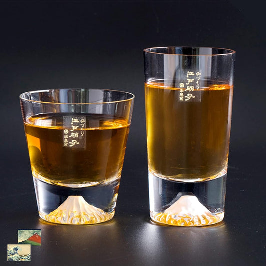 Mt. Fuji Glass, Tajima Glass, Mini Rock Glass, Mini Tumbler Glass, Solid Color, Set of 2, Mini Souvenir Grand Prix, Tourism Agency Commissioner Award, Edo Glass, Cutter, Whiskey, Beer, Sake, Father's