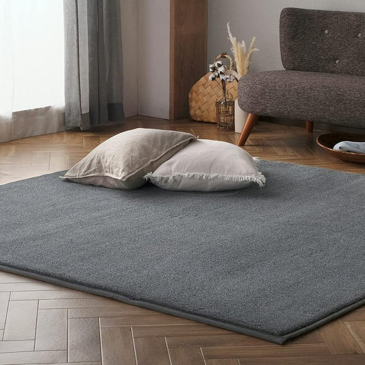 Iris Ohyama Rug Carpet Mat 185 x 185cm Fur Fluffy Heathered Rabbit Fur Style Rug ORG-R1818 Dark Gray