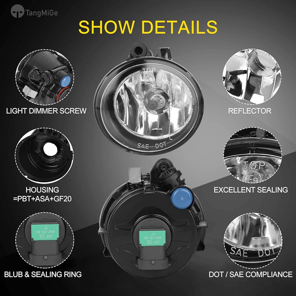 TANGMIGE Fog Lamp BMW X1 X3 X4 (F48 F39 F25 F26 Halogen Lamp Adaptive Headlamp) X5 X6 F15 F16 2011-2021 1 Pair Clear Lens