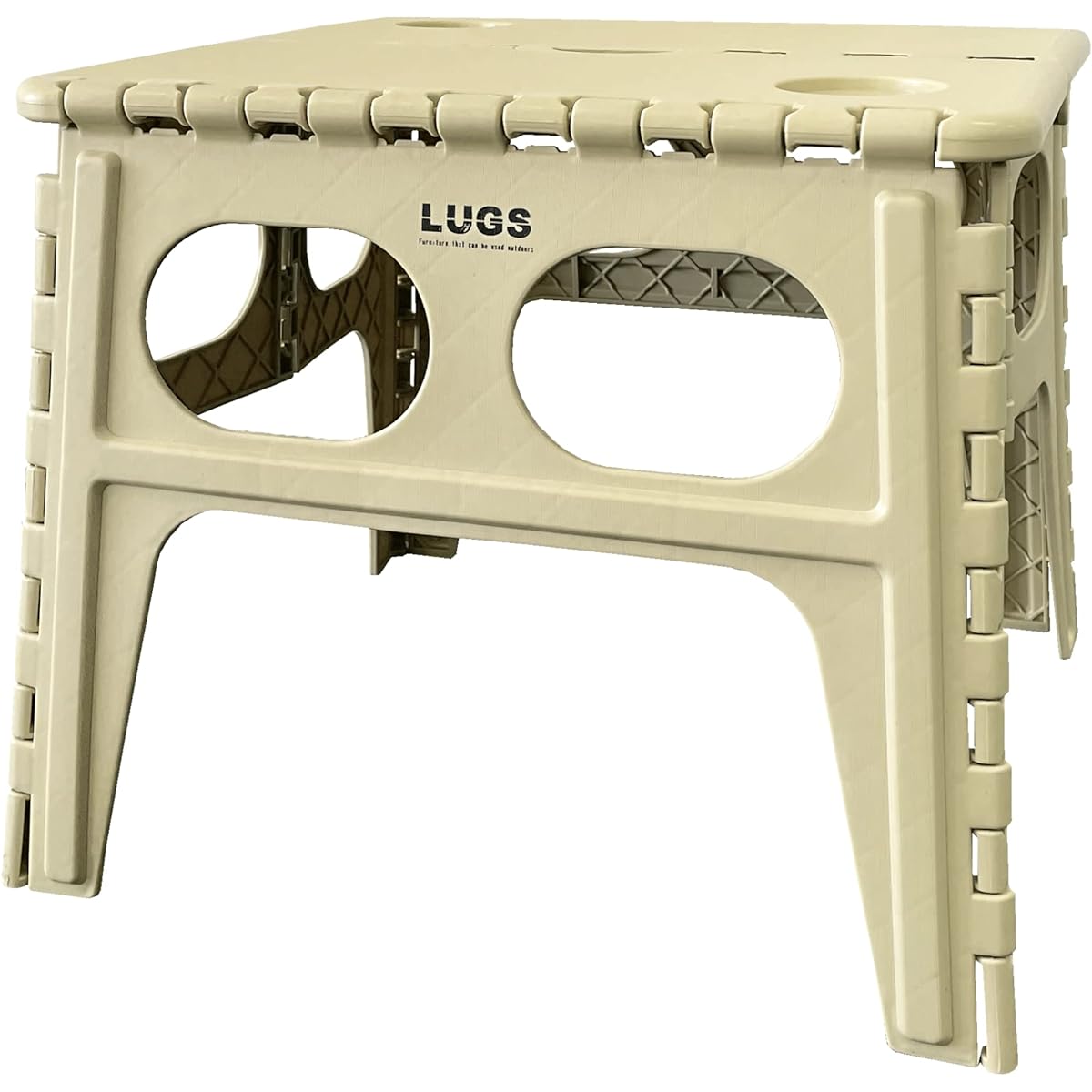 ILC LUGS Foldable Compact Table Outdoor/Picnic/Cherry Blossom Viewing/BBQ/Children's Sand Beige W49 x D50 x H39cm (when used) W349 x D6 x H64cm (when folded)