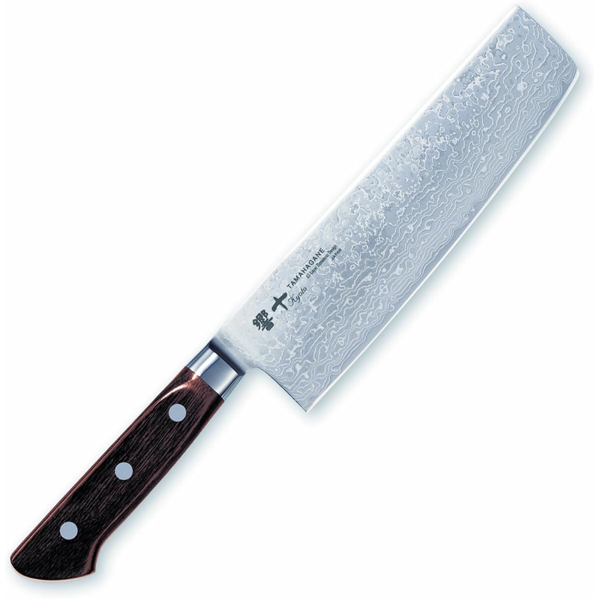 Kataoka Manufacturing Nakiri Knife Silver 180mm Made in Japan TAMAHAGANE Hibiki 63 Layer Damascus Steel KP-1165