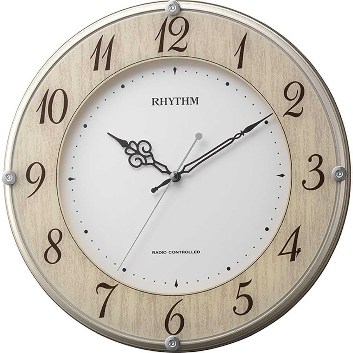 RHYTHM Wall Clock Radio Clock Silent Live Rinature Wood Grain Finish ф32.0×4.7cm 8MY506SR23