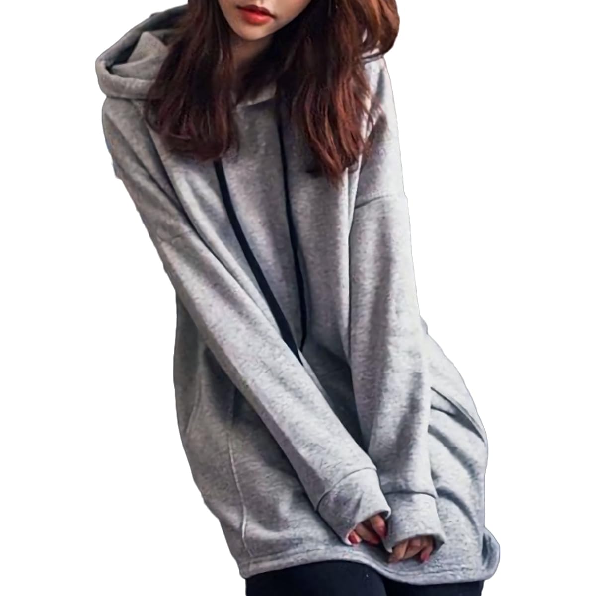 Monoa Sweatshirt, Hoodie, Brushed Lining, Simple Design, Big Silhouette, Long Length, Pullover, Women's Fashion