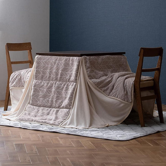 Iris Ohyama Kotatsu Comforter, Rectangular, High Type, Heat Storage Cotton, Reversible, Scandinavian, Stylish KKBJ-2422 Greige/Ivory 4) Rectangle 240 x 220 cm (High Type)