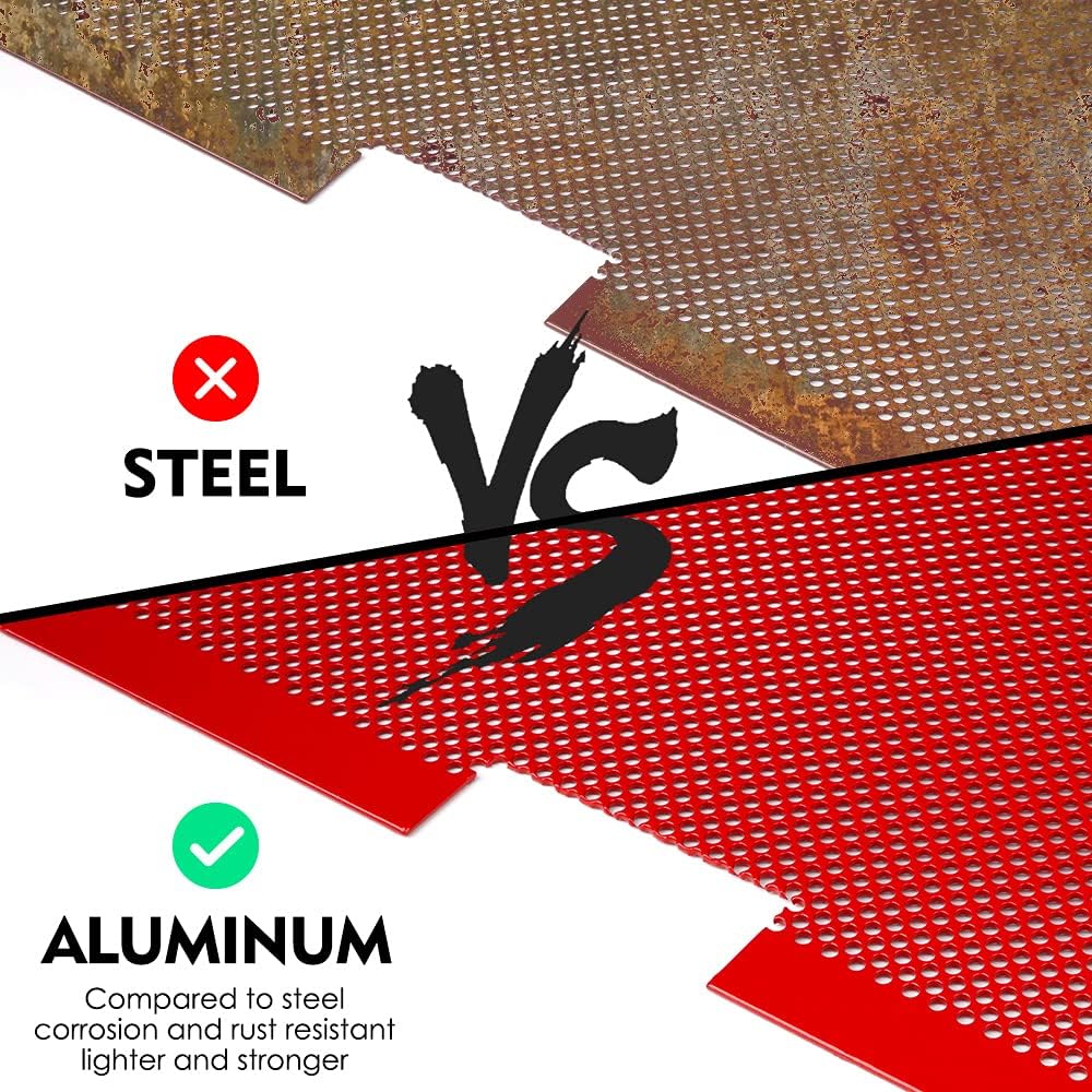 XPRITE Red Stainless Steel Mesh Insert for JEEP WRANGLER JK JKU 2007 - 2017 Former Front Food Mat Grill Grid