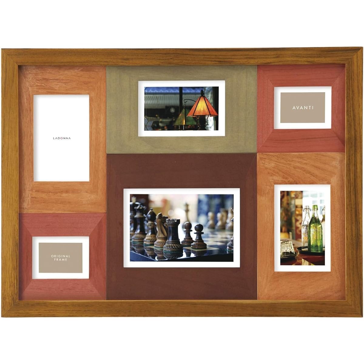 LADONNA Photo Frame CW37-60-BR Wooden Multi-sided (2L x 2, P x 2, Mini x 1) Brown 082384