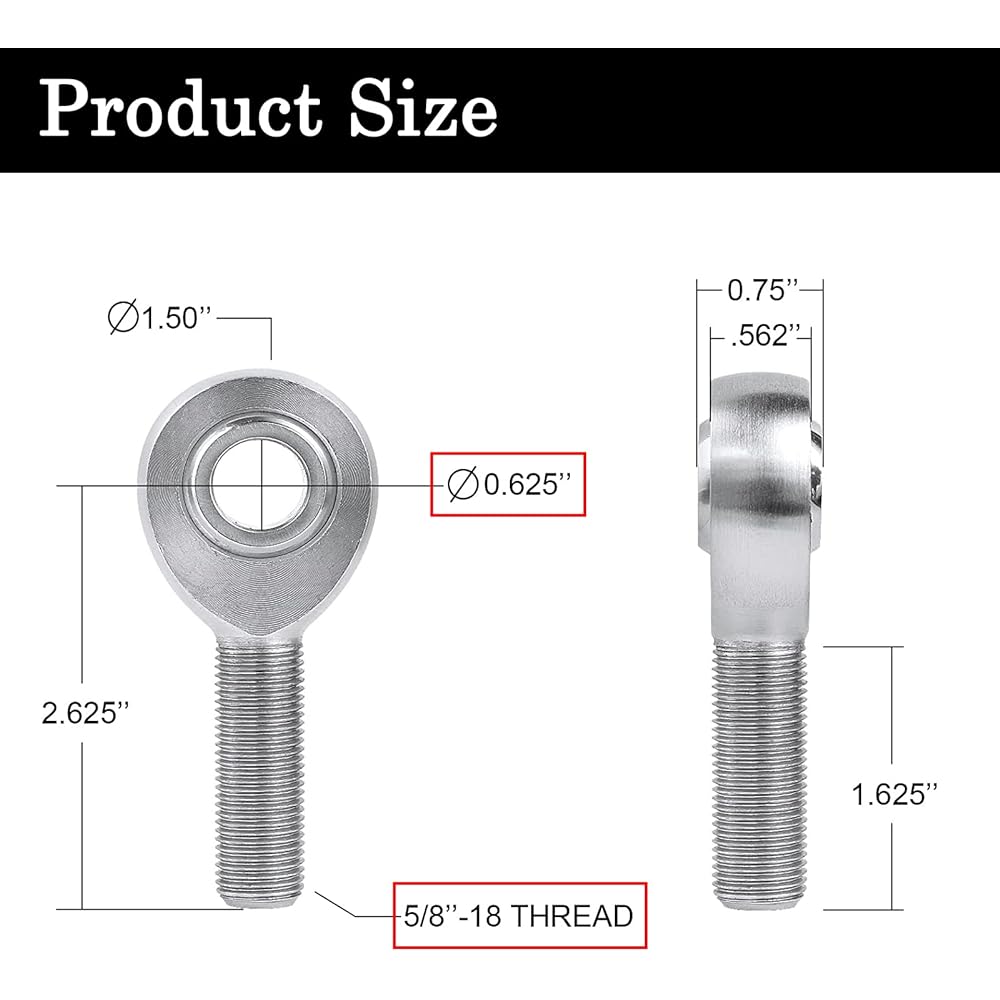 GAIREN 5/8 inch HEIM Joint Rod End Kit 625 inch Chromoly Joint Pan Hard Kit Right and left screws (2 pairs)