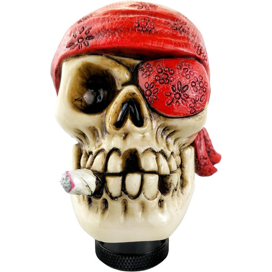 LUNSOM Pirates Skull stick Gearnob Stick Stick Handle One -eyed style Transit Mission Headsifter Lever handle Configures for most automatic manual cars (red)