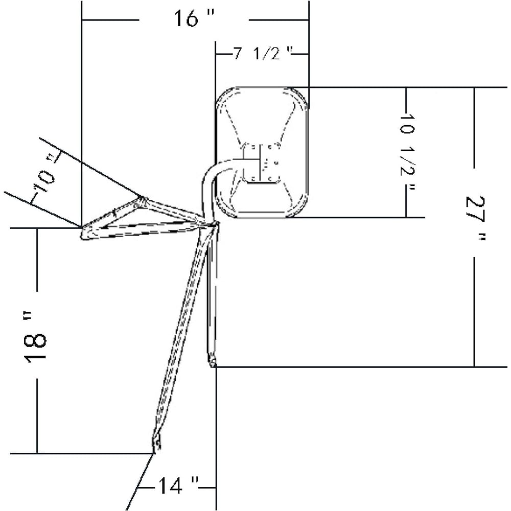 (United Pacific) UNITED PACIFIC 60039 Stainless steel swing swing Awake mirror track van RV for camper Double strength tube 1 mirror