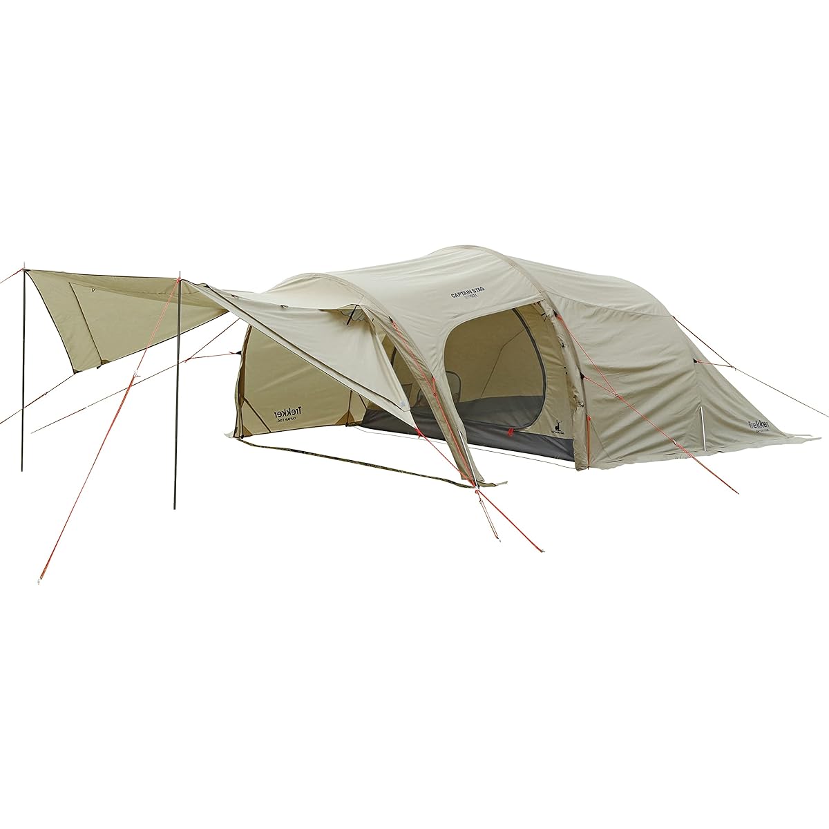 CAPTAIN STAG Tent Dome Tent Two Room Tent Utility Dome 3 for 3 People UV Protection Aluminum Pole Waterproof Fly 2000mm/Floor 3000mm Ventilation Equipped Khaki Trekker UA-66