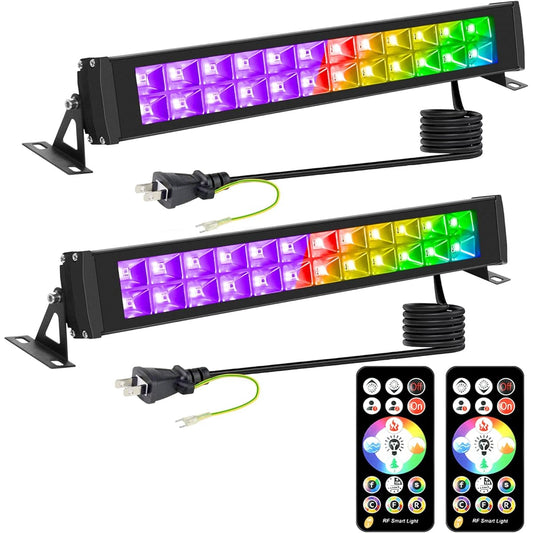 2 Pieces 60W LED RGB Tape Light Remote Control with Wall Light Fluorescent Strip Light IP66 Waterproof RGB Color Change Adjustable Timing Flood Light Indoor Outdoor Lighting Decoration, Holiday Decoration, Art Exhibition Graffiti, Fluorescent Decoration,