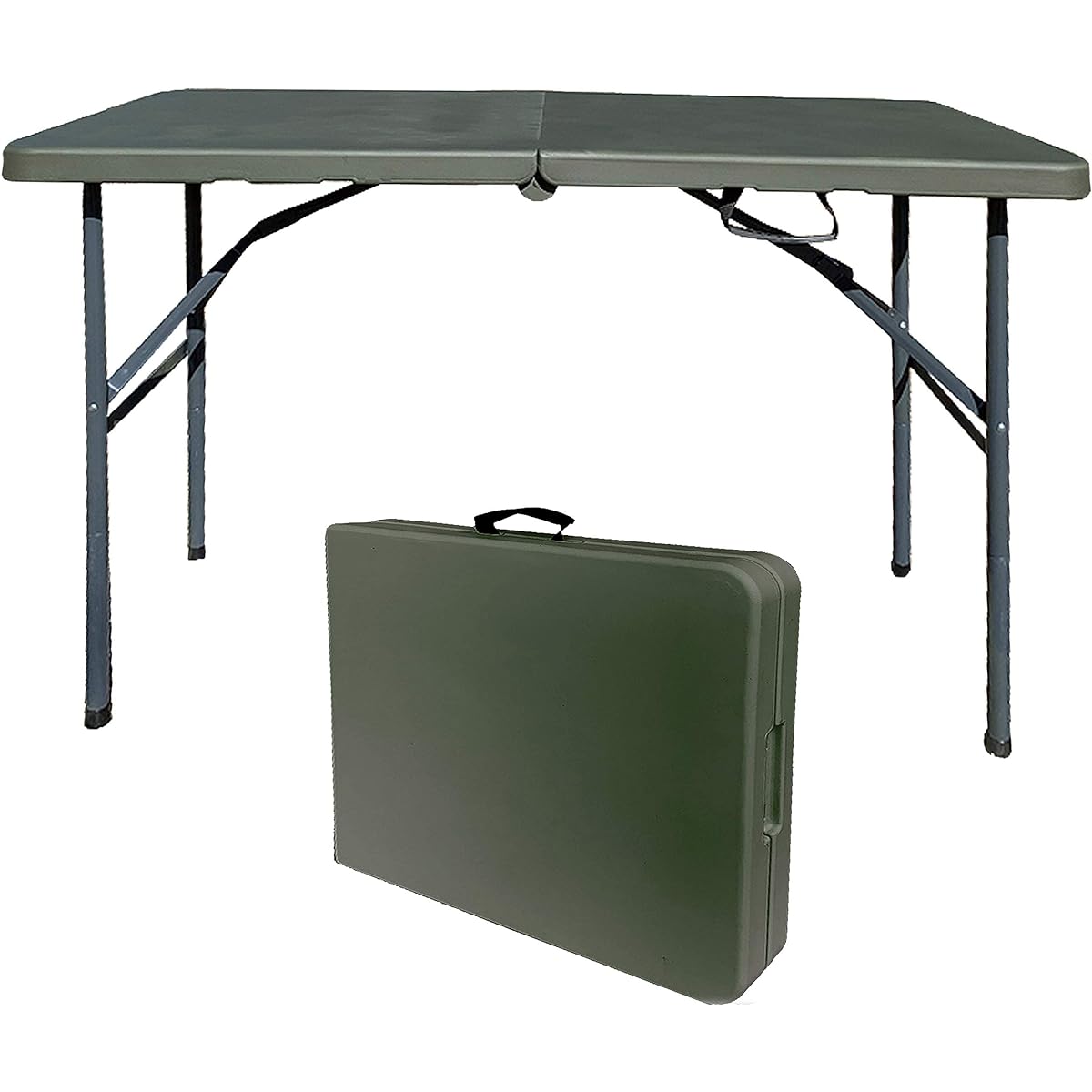 SLOWER Folding Table Desk Camping Outdoor Indoor Portable Lightweight All Weather Type Olive (122 x 60cm x Height 74cm For 2-4 People) FOLDING TABLE Foster SLW212 Desk Table