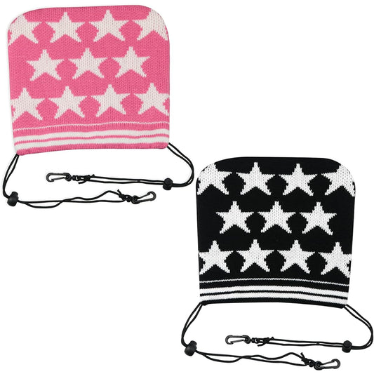 CRAFTSMAN Golf Iron Cover Boa Head Cover Set Accessory Pouch Knit String Closure Hook Included Convenient to Carry Star Pattern Unisex 2 Colors (Pink, Black)