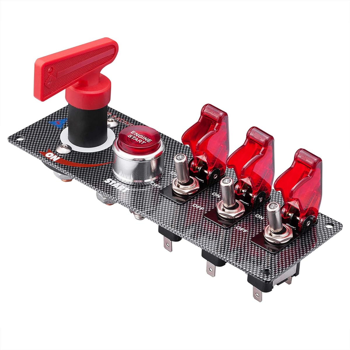 Auto Racing Car Ignition Switch Carbon Fiber Fiber surface Panel 5 Inn 1 Engine Start Panel Racing Sports Competitive Car for Competition Cars