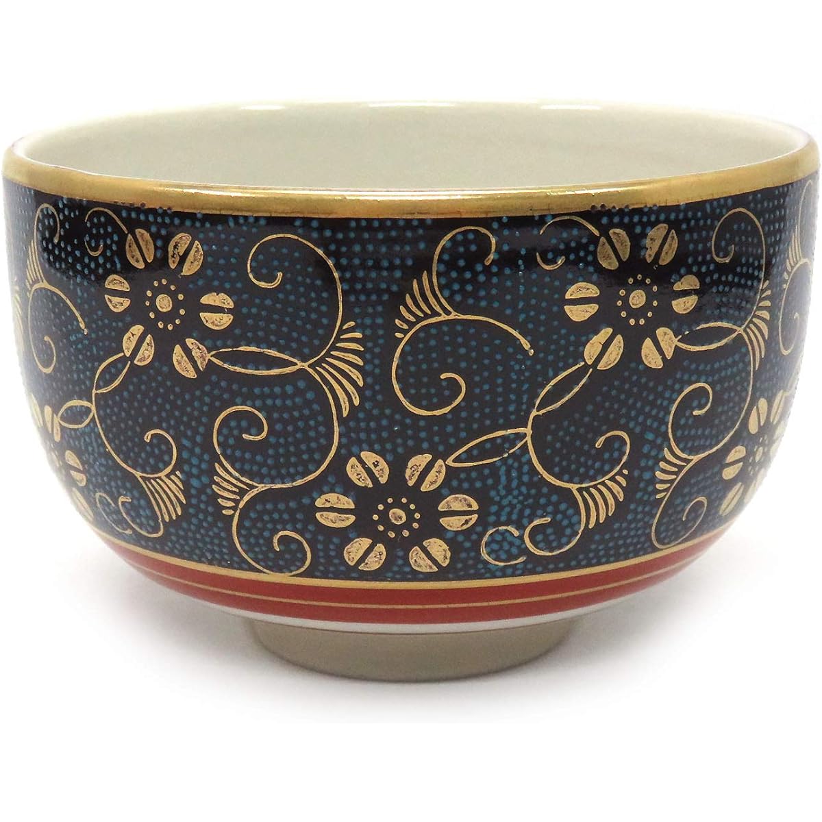 Kutani ware matcha bowl, blue-grained iron tea ceremony utensils, matcha tea bowl, Kishou celebration present, gift k7-0801