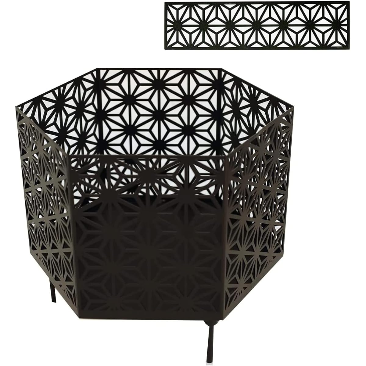 S'more Japanese Pattern Six-sided Bonfire Stand Six-sided Bonfire Stand Horizontal Top Plate & Storage Bag Set (Hemp Leaf)