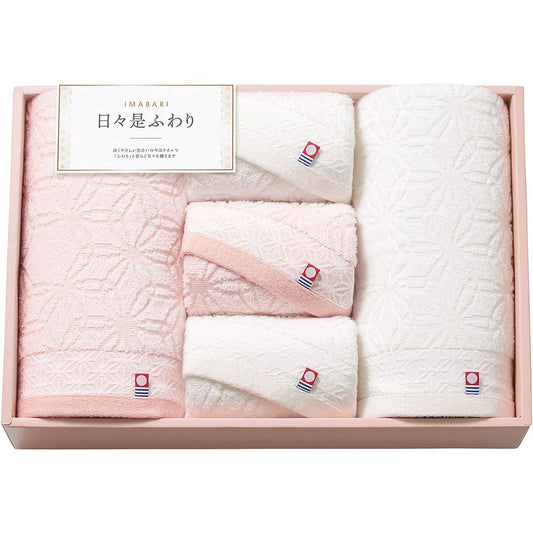 Tokuda Towel Gift Everyday This is Soft ~ Everyday This is Soft ~ Made in Japan Ehime Imabari Towel Set Pink/Ivory BT60 x 110cm FT34 x 75cm 64480