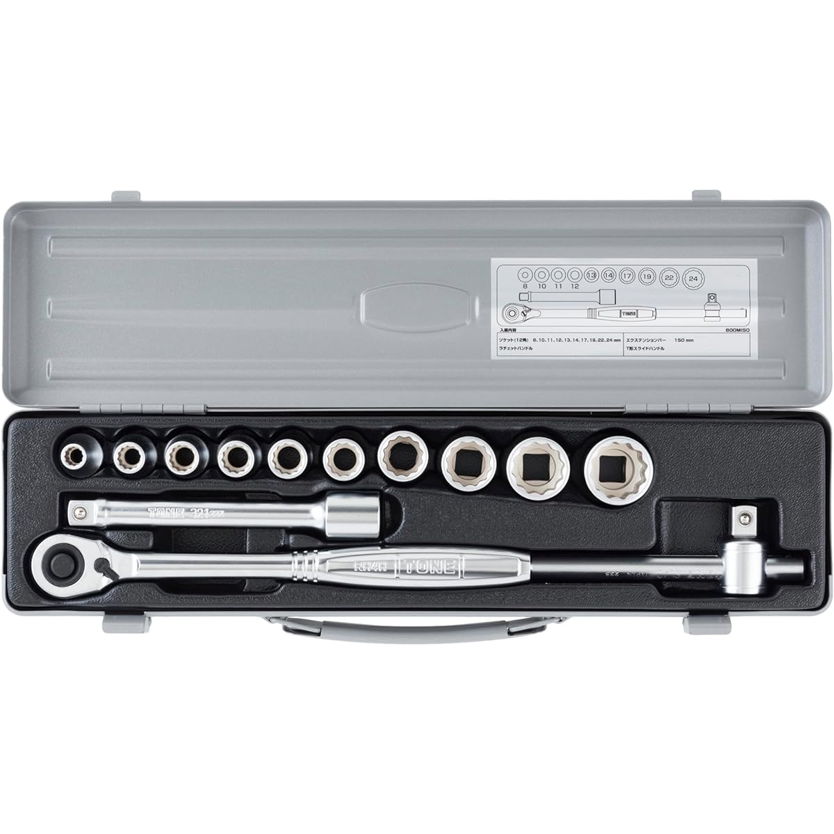 TONE Socket Wrench Set 800MISO Drive 12.7mm (1/2") Silver Contents 13 items