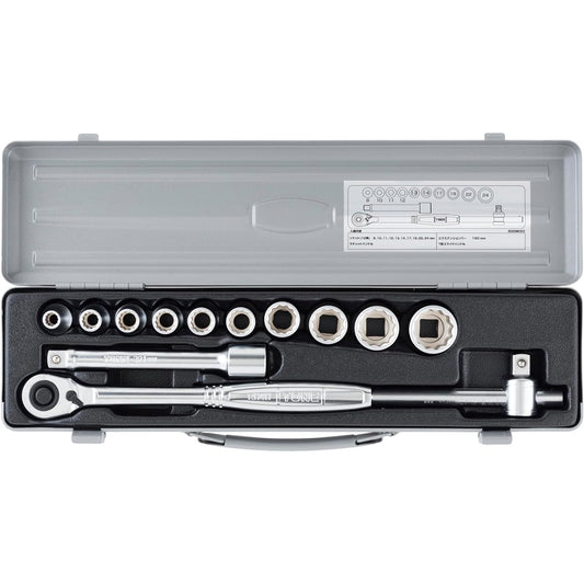 TONE Socket Wrench Set 800MISO Drive 12.7mm (1/2") Silver Contents 13 items