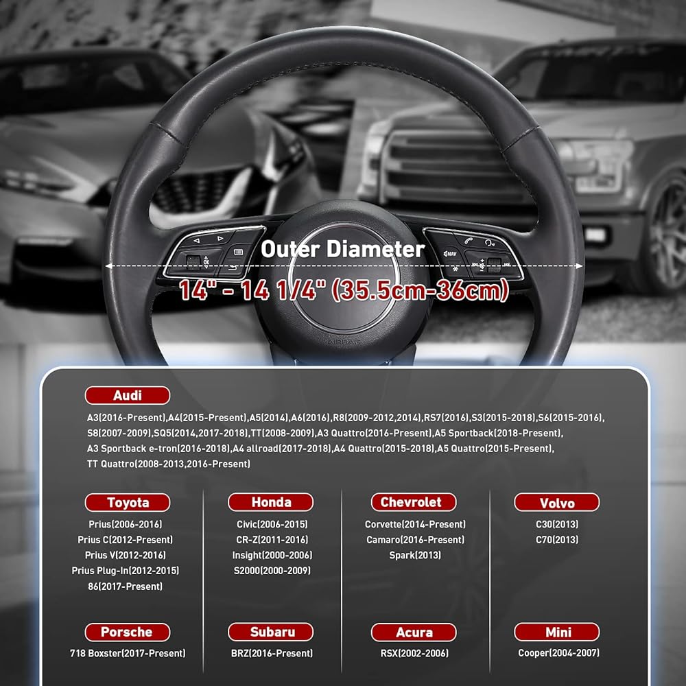 SEG Direct Steering Wheel Cover Auto Steering Wheel Cover Anti-Slip Microfiber Leather for Outer Diameter 35.5-36cm Black