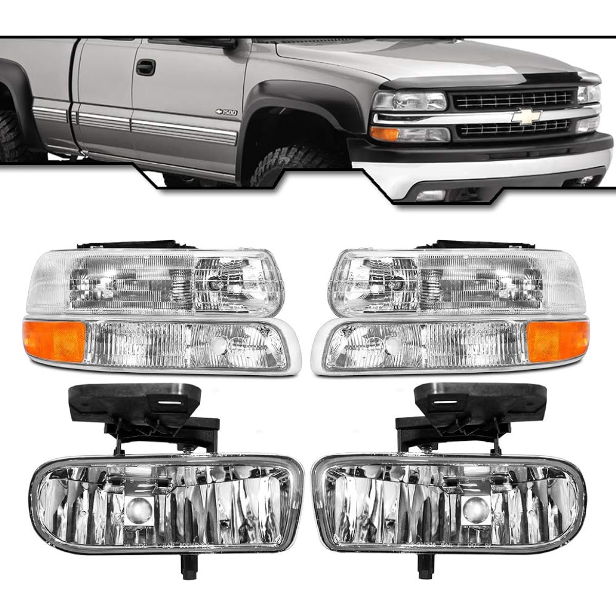 EPIC Lighting OE Equipment replacement Headlight signal marker light fog light 1999-2002 Silvarad Classic 2000-2006 Subarbantho [6 pieces] Combo set