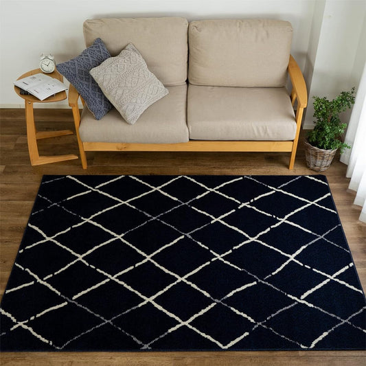 Sayan Sayan Antiviral Processing Antibacterial Processing Scandinavian Rug Fillet 190 x 190 2 Tatami Navy Made in Japan