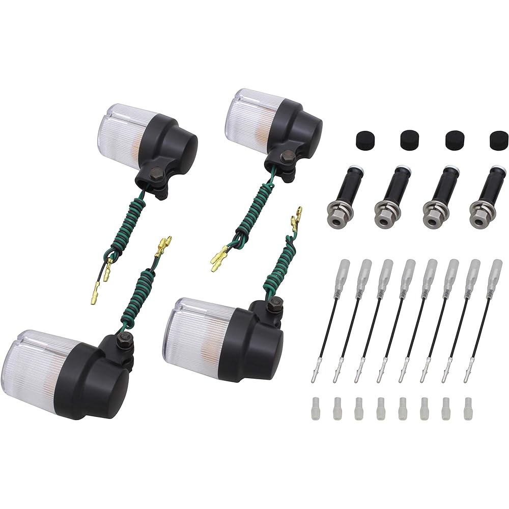 POSH Motorcycle Supplies Turn Signal Super Bike Type Car Specific Set W650 (-03) Estrella (-06) Balios/II (-06) Black Body/Clear Lens 040094-26