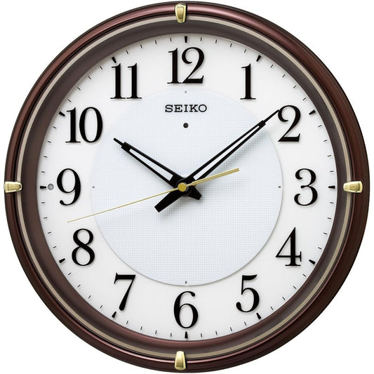 Seiko Clock Wall Clock Automatic Lighting Radio Wave Analog Visible at Night Fine Light NEO Neo Brown Metallic KX233B