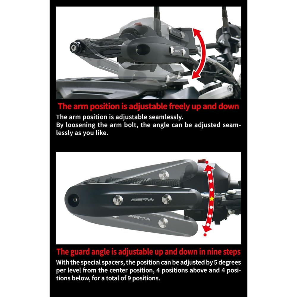 ZETA Sonic Handguard PC Protector Kit M16/M8 type Attached bar end plug Compatible with handlebar end M16 type and M8 type