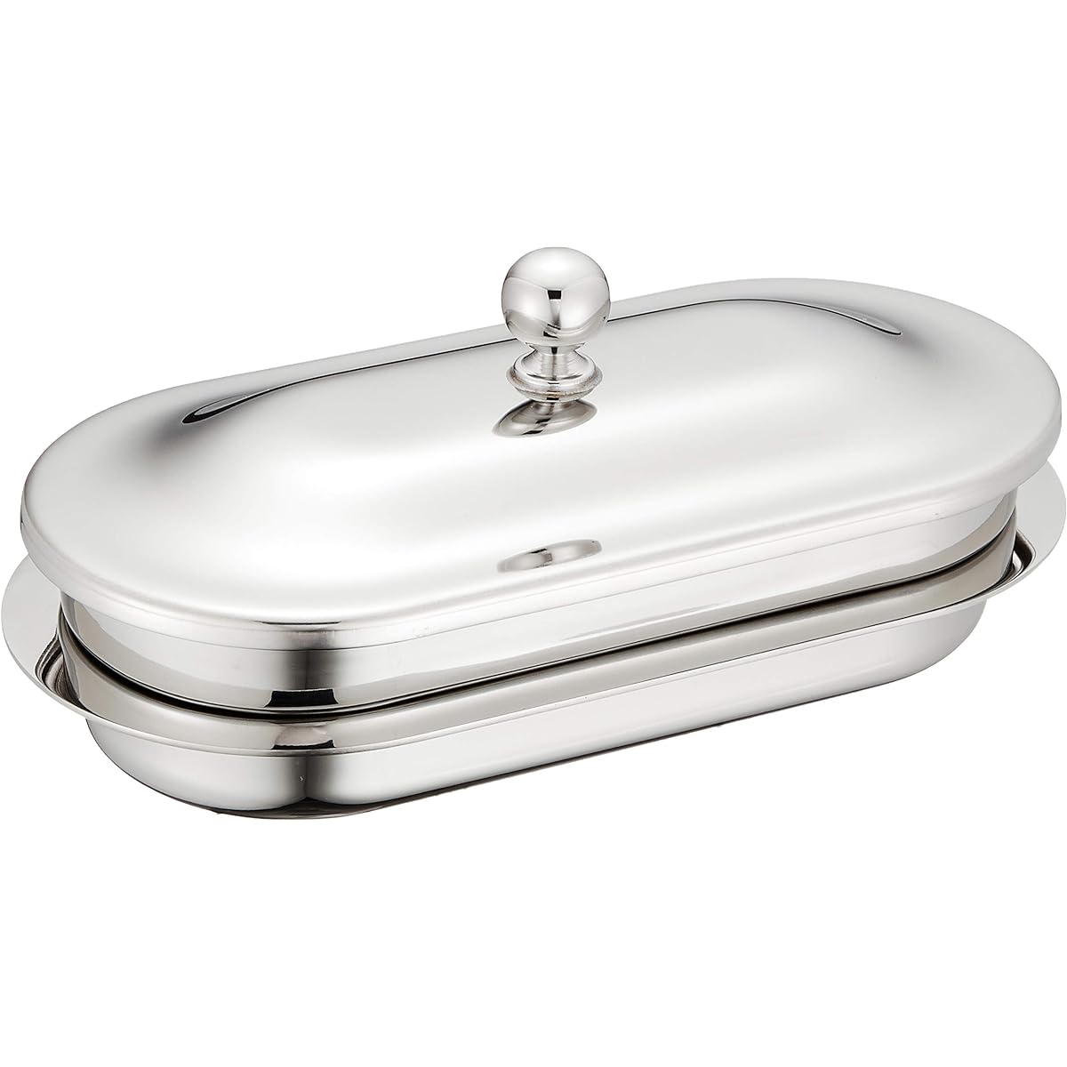 Sanpo Sangyo Serving Cutlery Silver 17.5 x 9 x H7cm Royal Butter Dish Oval Type 03101120